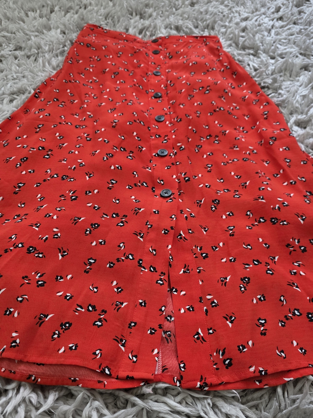 GAP Red Floral Button-Front A-Line Skirt Sz. 4 Tall - Picture 3 of 9